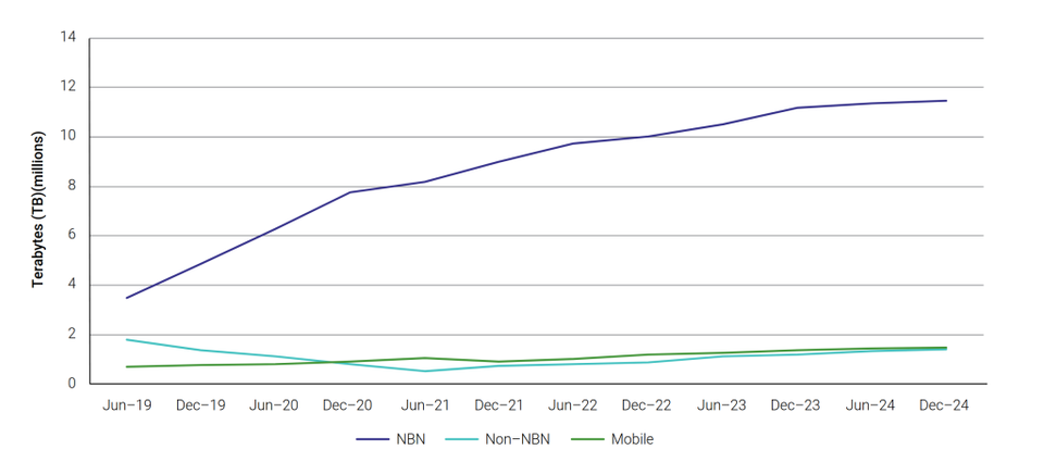 Total Volume of Data Downloaded (2019–2024).