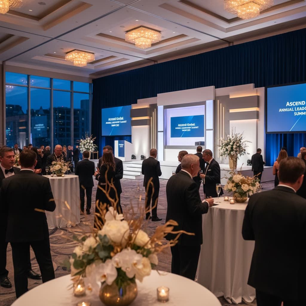 Guests networking at a modern corporate event in Los Angeles