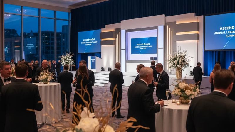 Guests networking at a modern corporate event in Los Angeles