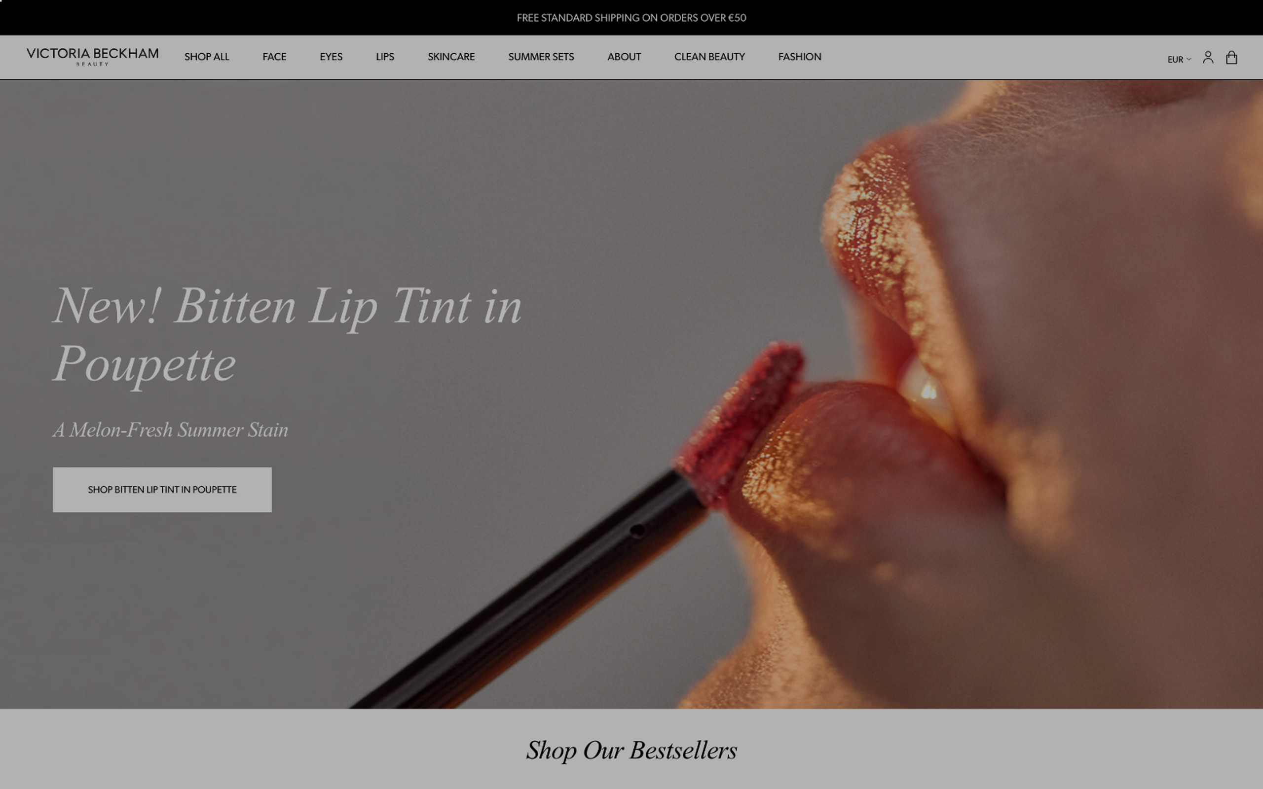 Screenshot of Victoria Beckham Beauty Home Page