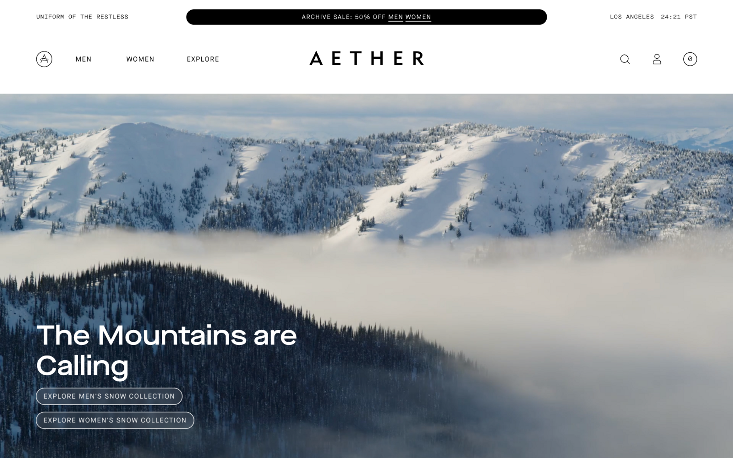 Aether Apparel Home Page