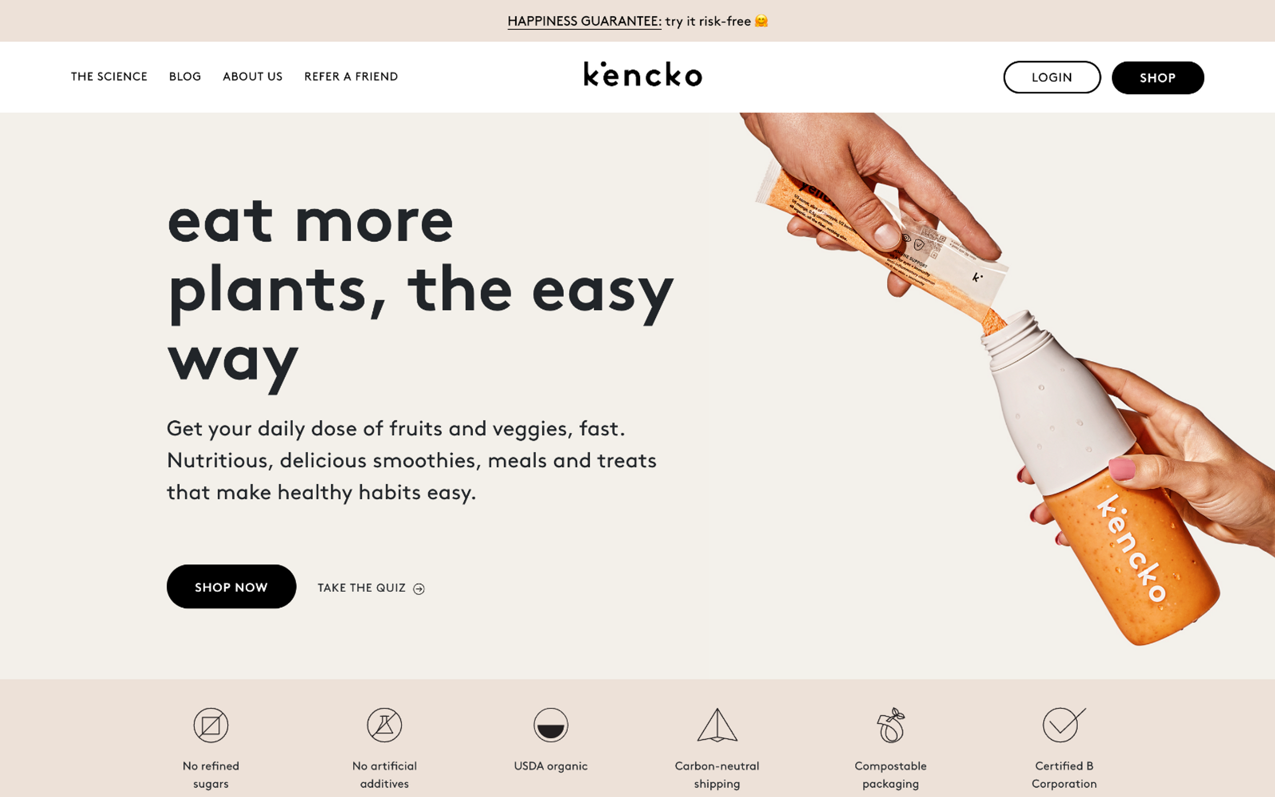 Screenshot of Kencko Home Page 
