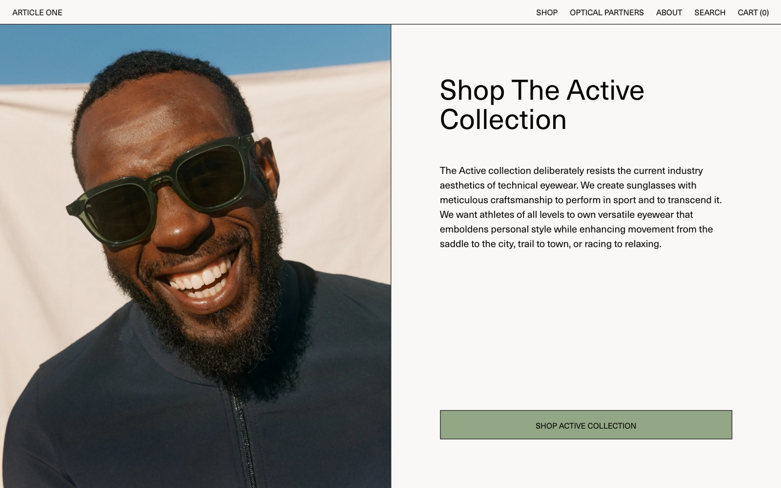 Article One Eyewear Home Page
