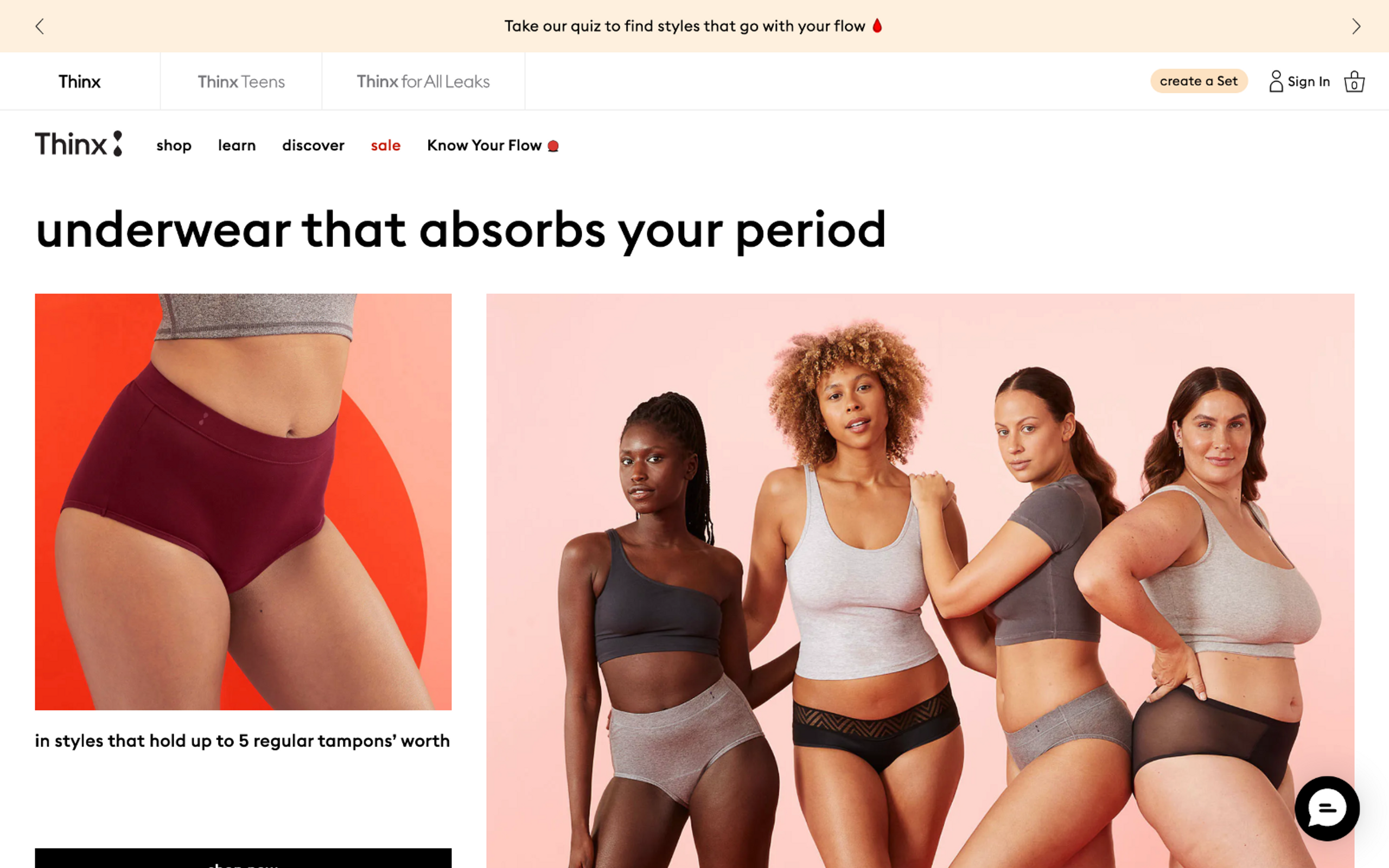 Thinx Home Page