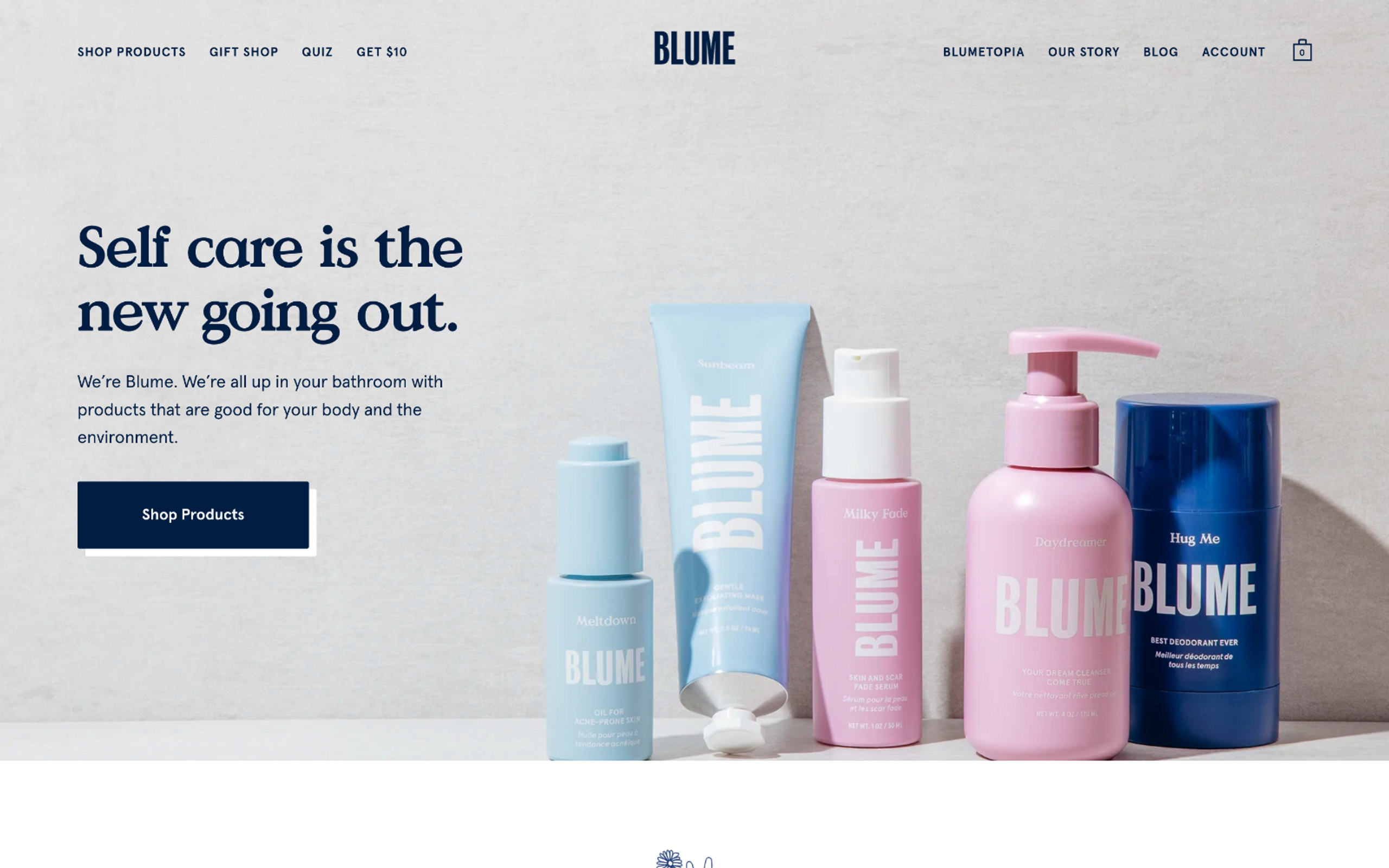 Screenshot of Blume Home Page 