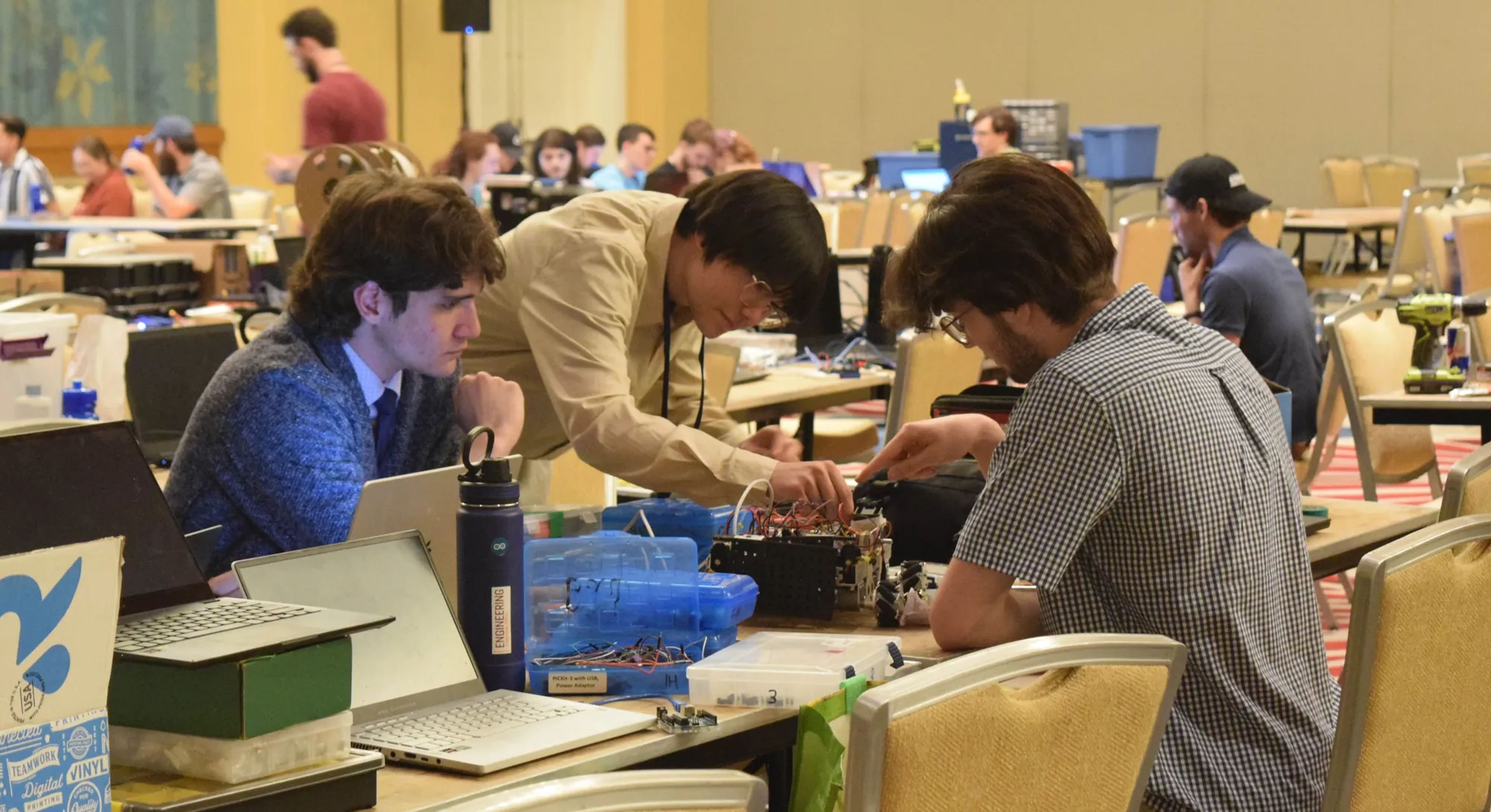 Students working at a lab bench