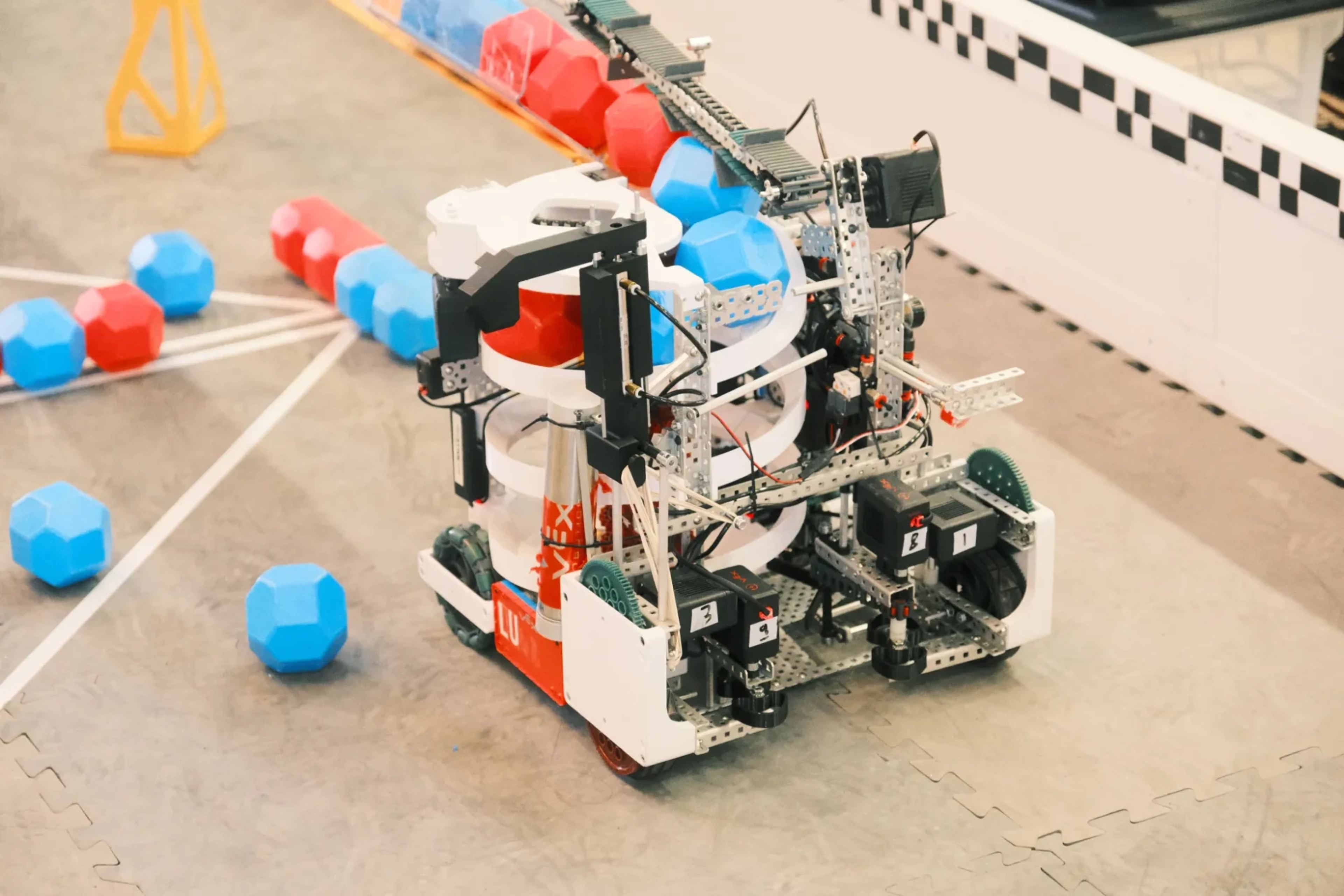 A VEX robot on the CRO-Down competition field