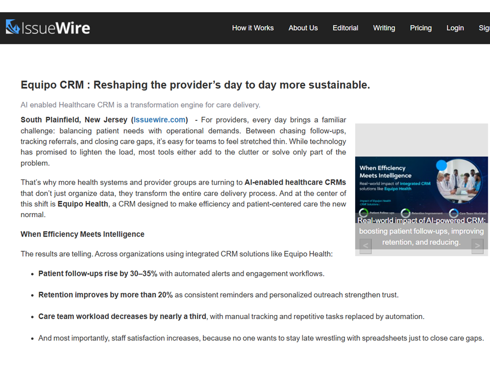  Equipo CRM: Smarter workflows, better follow-ups, sustainable care delivEquipo CRM: Smarter workflows, better follow-ups, sustainable care delivery.