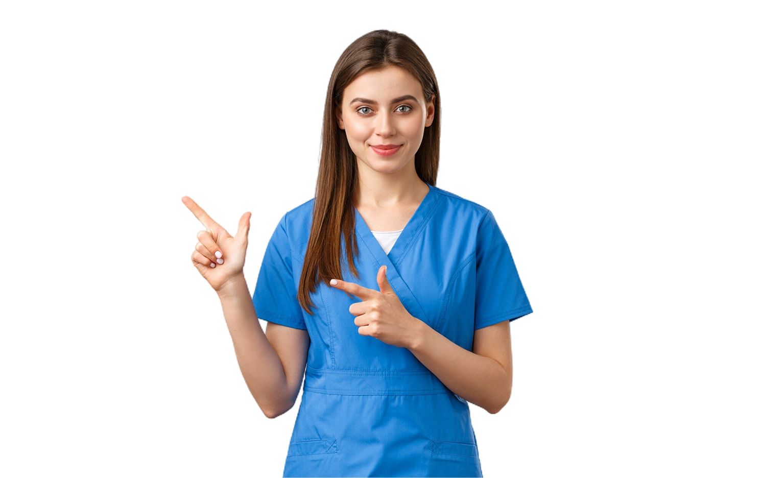 Healthcare professional with service labels