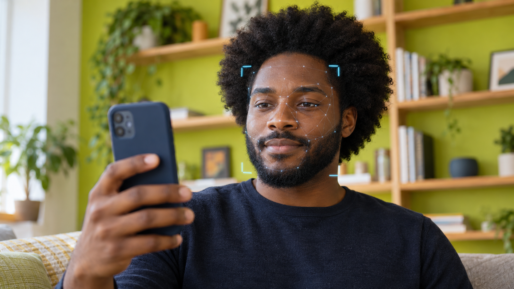 Homem em ambiente escuro representando ataque de injeção em biometria facial