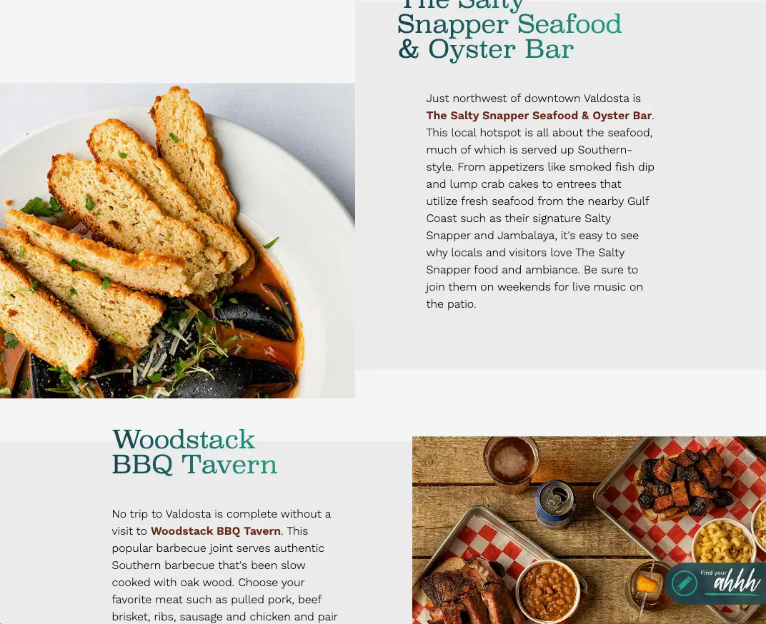Screenshot for Food and Drink landing page