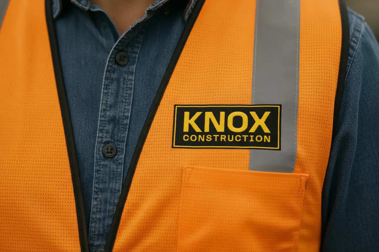 logo on construction vest