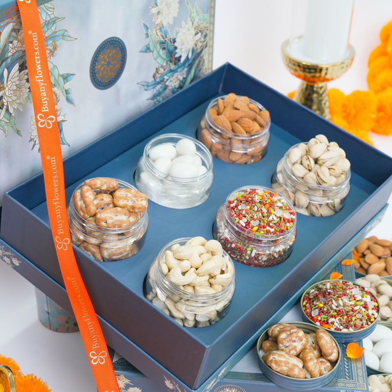 Premium Royal Themed Diwali Gift Hamper – Sweets & Decor With Diya Set thumbnail 2