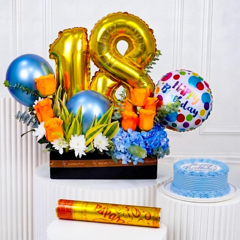Customize Alpha Birthday Flower Gift Bundle - Gift Sets gift from Buy Any Flowers Dubai in Al Quoz Industrial Area 4, Dubai, UAE