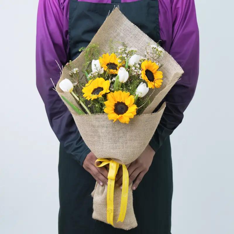 Sunshine 9 Tulip and Sunflower Bouquet With Chocolate - Gift Sets gift from Buy Any Flowers Dubai in Al Quoz Industrial Area 4, Dubai, UAE - image 2