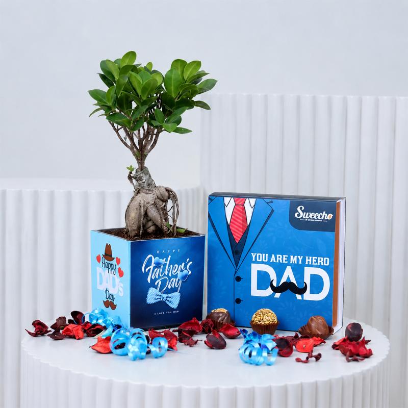 Fathers Day Bonsai Plant and Premium Chocolates in Dubai