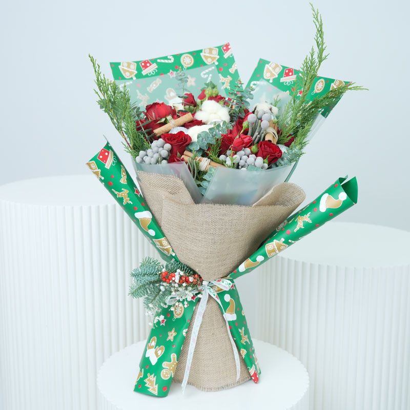 Christmas Red Roses Flower Bouquet - Flowers gift from Buy Any Flowers Dubai in Al Quoz Industrial Area 4, Dubai, UAE