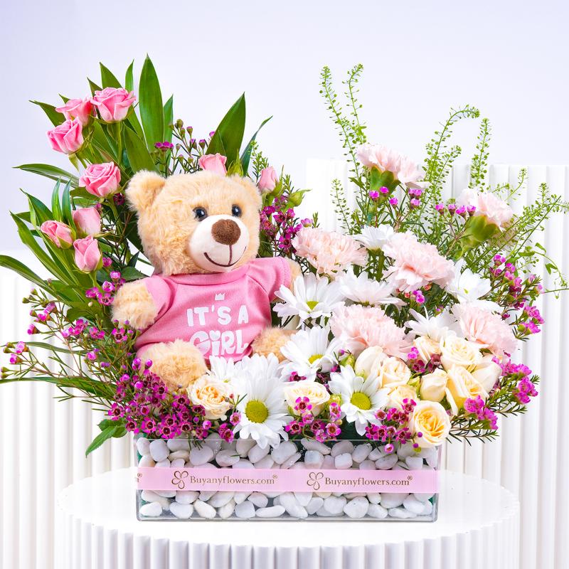 Blossom Baby Girl Arrangement - Flowers gift from Buy Any Flowers Dubai in Al Quoz Industrial Area 4, Dubai, UAE