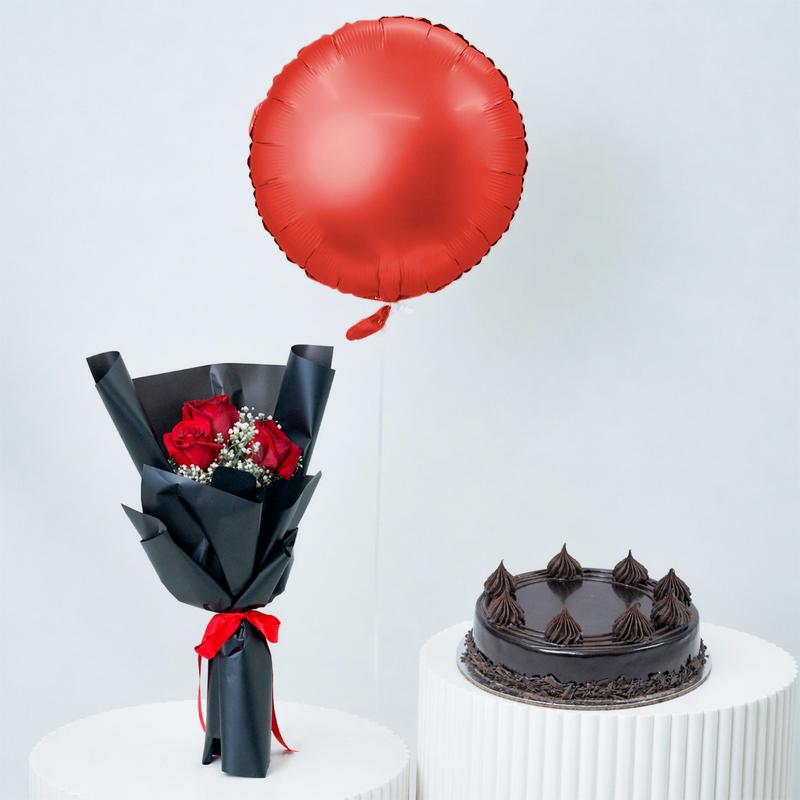 Roses & Chocolate Balloon Set - Gift Sets gift from Buy Any Flowers Dubai in Al Quoz Industrial Area 4, Dubai, UAE