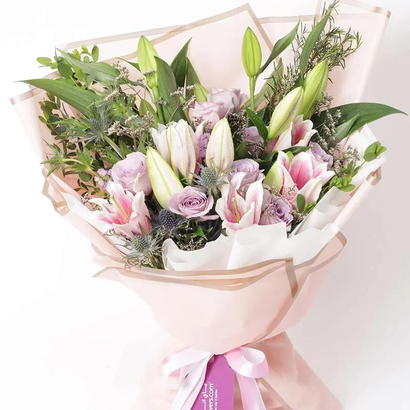 Pastel Roses and Lilies Bouquet thumbnail 2