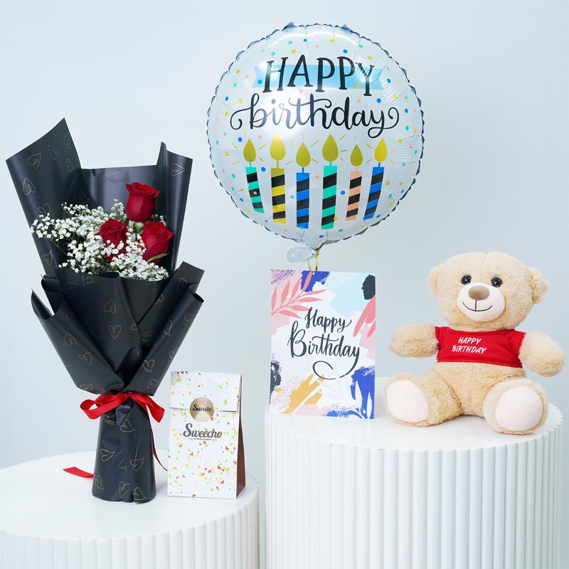 Roses & Chocolates Birthday Set - Gift Sets gift from Buy Any Flowers Dubai in Al Quoz Industrial Area 4, Dubai, UAE