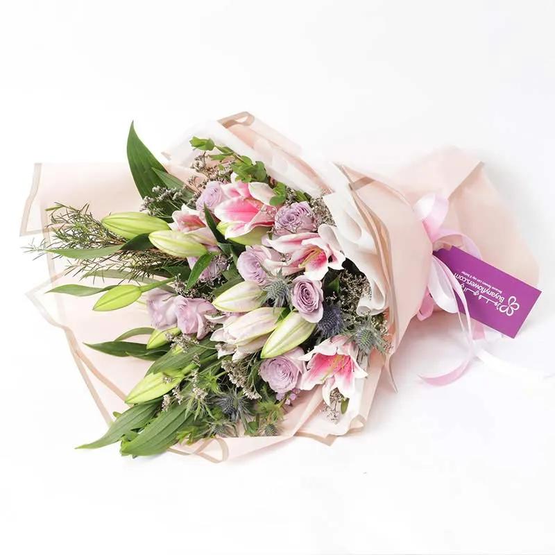 Pastel Roses and Lilies Bouquet thumbnail 4