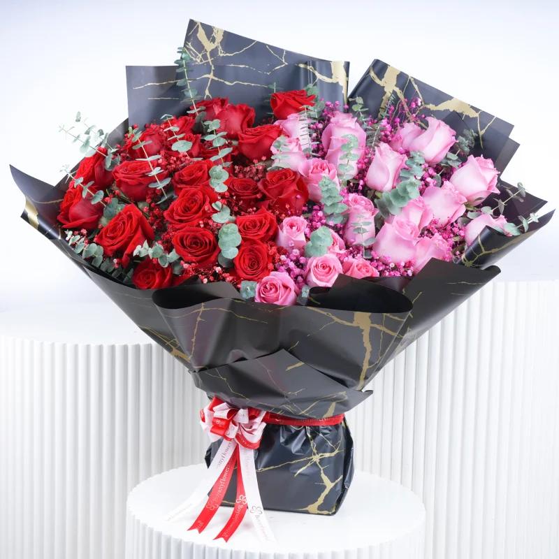 Classic Pink and Red Roses Bouquet - Flowers gift from Buy Any Flowers Dubai in Al Quoz Industrial Area 4, Dubai, UAE