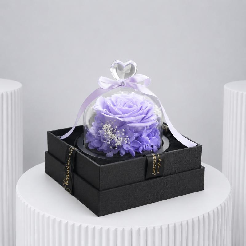 Designer Purple Preserved Rose with Box - Flowers gift from Buy Any Flowers Dubai in Al Quoz Industrial Area 4, Dubai, UAE - image 2