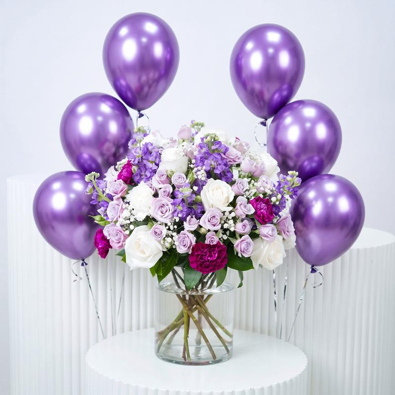 Purple and White Flower With Balloon in Dubai