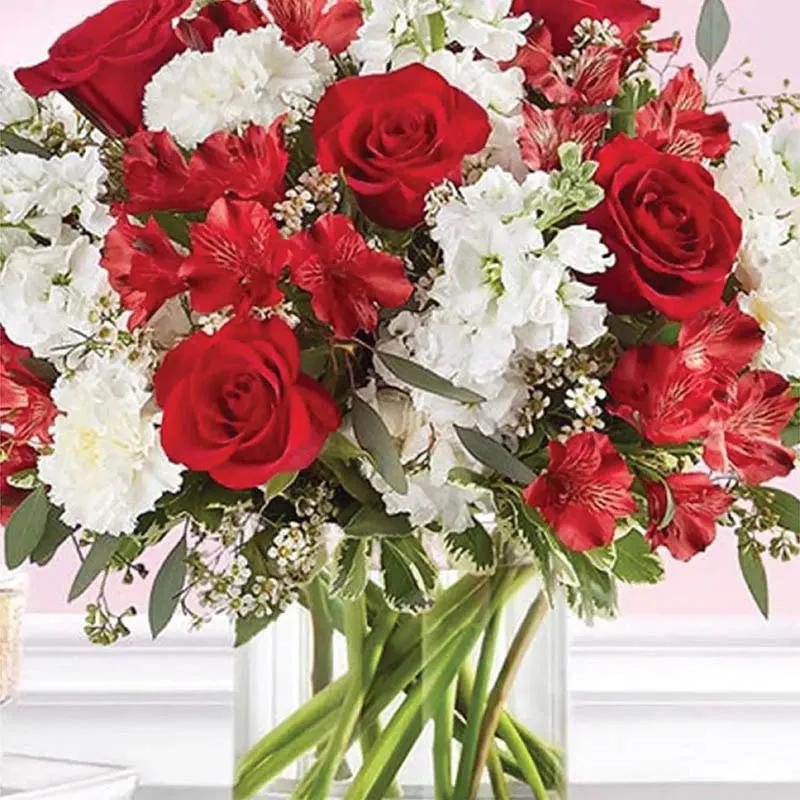 Red and White Flower Arrangement thumbnail 2