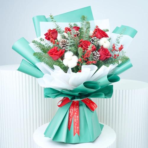 Christmas Forest Elegance Bouquet - Flowers gift from Buy Any Flowers Dubai in Al Quoz Industrial Area 4, Dubai, UAE