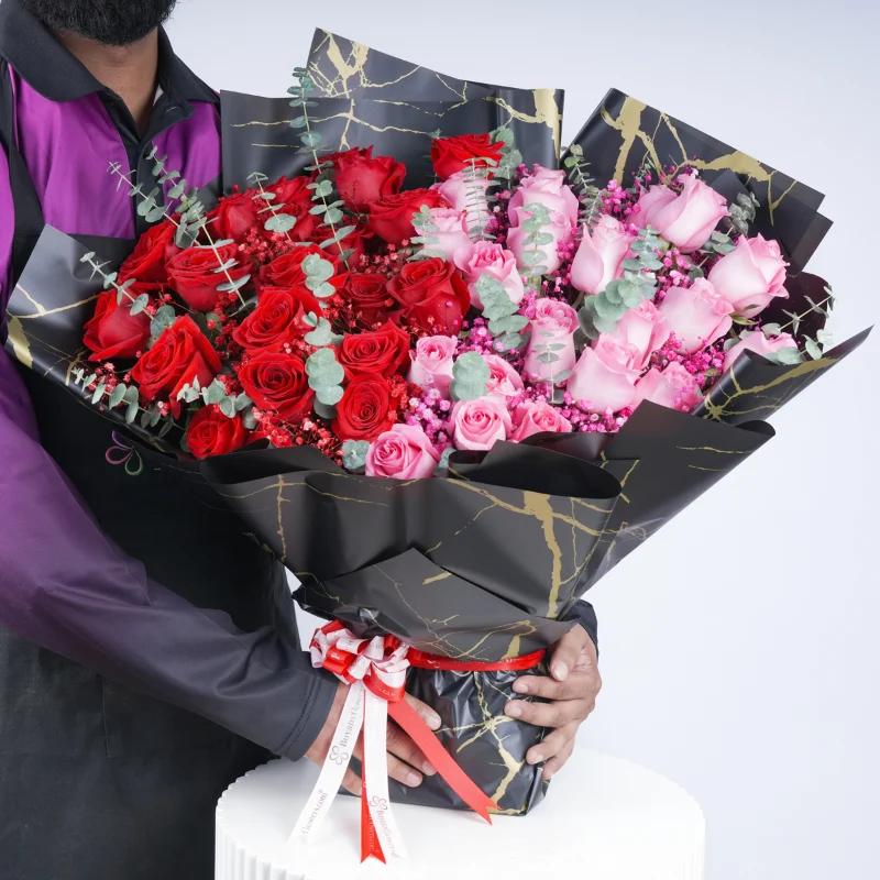 Classic Pink and Red Roses Bouquet - Flowers gift from Buy Any Flowers Dubai in Al Quoz Industrial Area 4, Dubai, UAE - image 2