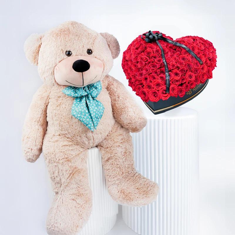 Grand Heart 201 Red Roses 3D Arrangement With Teddy - Gift Sets gift from Buy Any Flowers Dubai in Al Quoz Industrial Area 4, Dubai, UAE