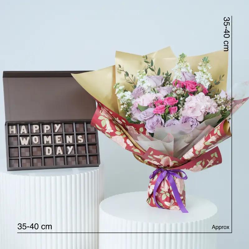 Royal Blush Bouquet With Chocolate - Gift Sets gift from Buy Any Flowers Dubai in Al Quoz Industrial Area 4, Dubai, UAE - image 3