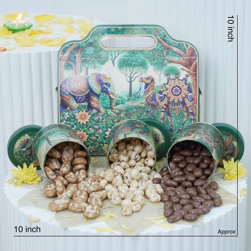 Luxury Elephant & Camel Design Tin with Assorted Treats thumbnail 3