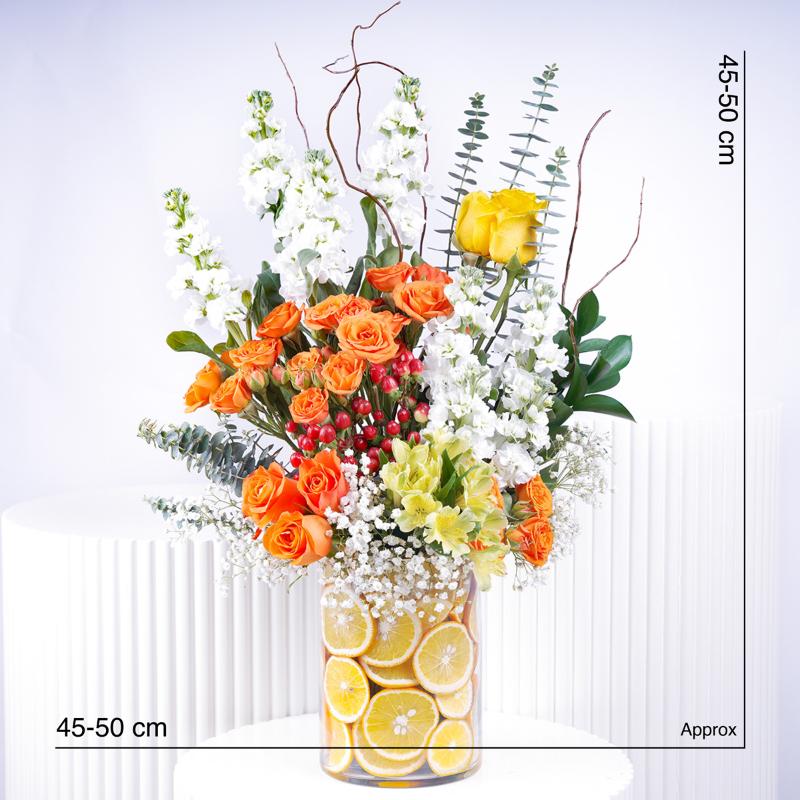 Citrus Glow Glass Vase Arrangement - Flowers gift from Buy Any Flowers Dubai in Al Quoz Industrial Area 4, Dubai, UAE - image 4