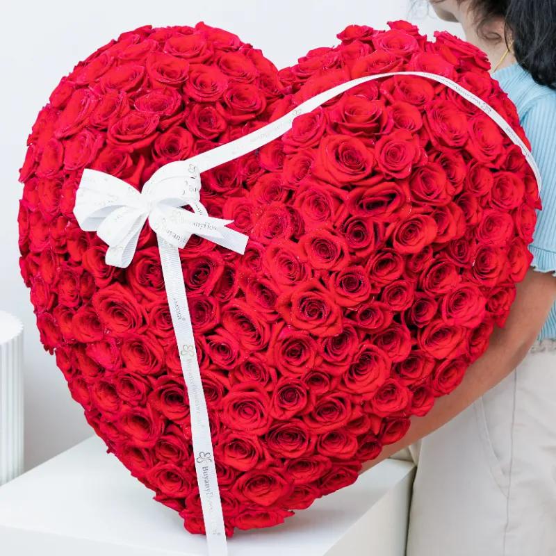 Eternal Love 201 Red Roses 3D Heart Arrangement - Flowers gift from Buy Any Flowers Dubai in Al Quoz Industrial Area 4, Dubai, UAE - image 2