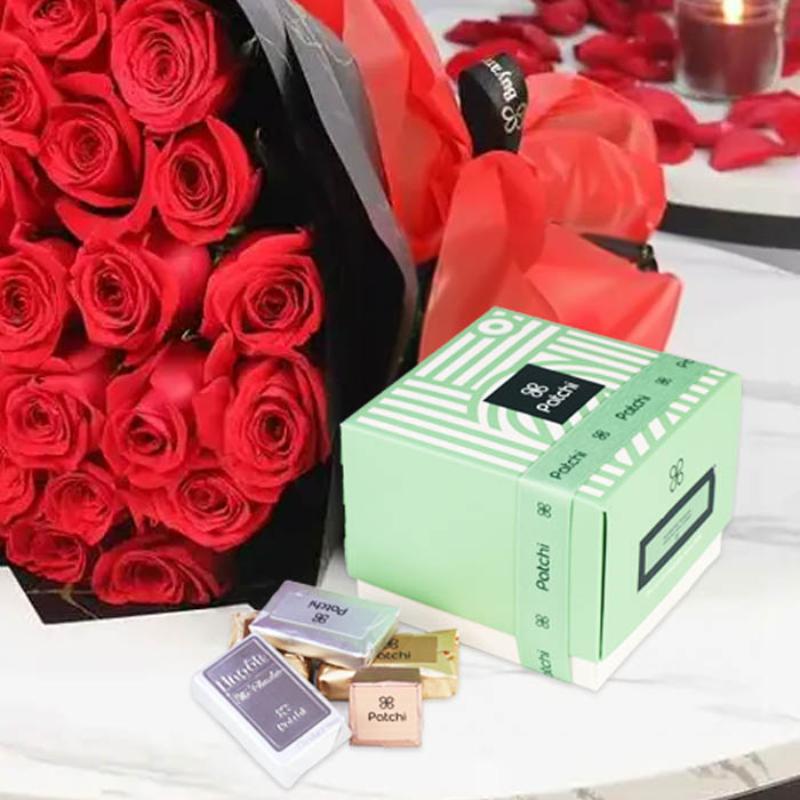 With Love 51 Red Roses Bouquet and Deluxe Patchi Chocolates 250gm thumbnail 2