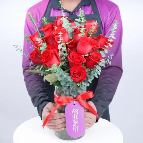 Beauty 21 Red Roses Vase - Flowers gift from Buy Any Flowers Dubai in Al Quoz Industrial Area 4, Dubai, UAE - image 2