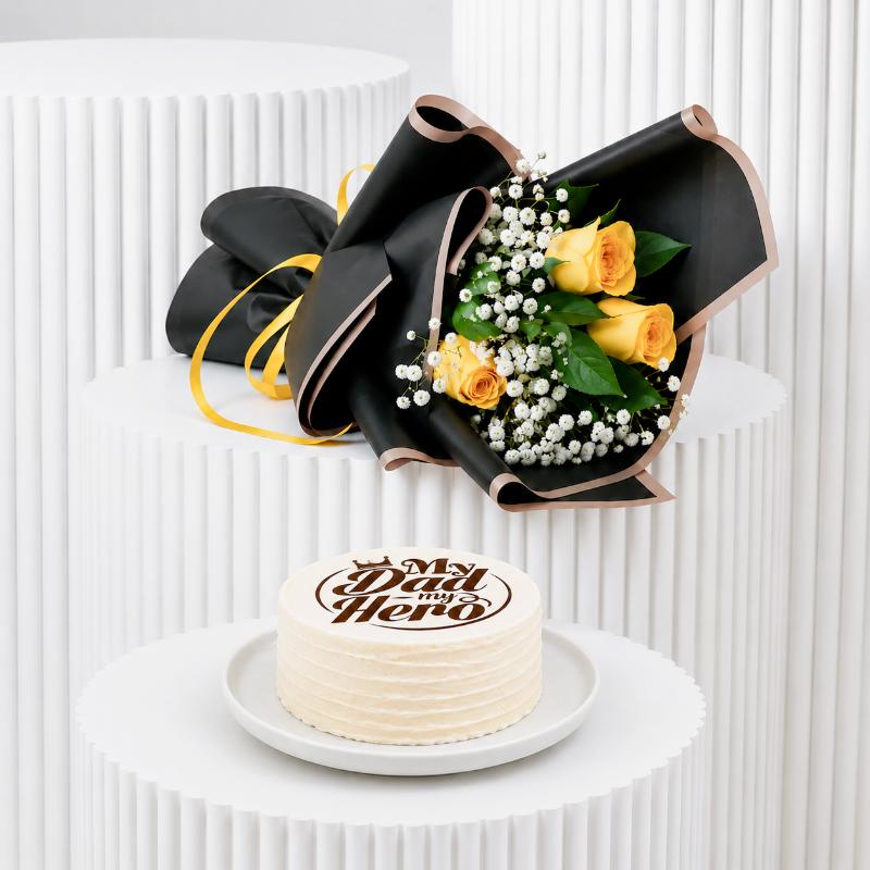 Yellow Rose Vanilla Bento Delight - Gift Sets gift from Buy Any Flowers Dubai in Al Quoz Industrial Area 4, Dubai, UAE