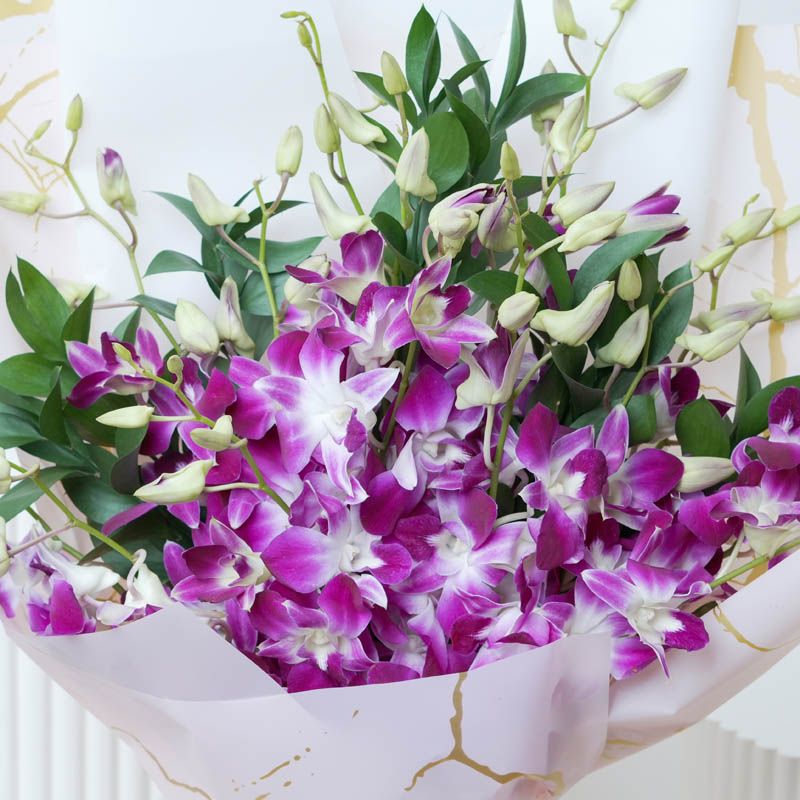 15 Purple Orchid Love Bouquet thumbnail 3