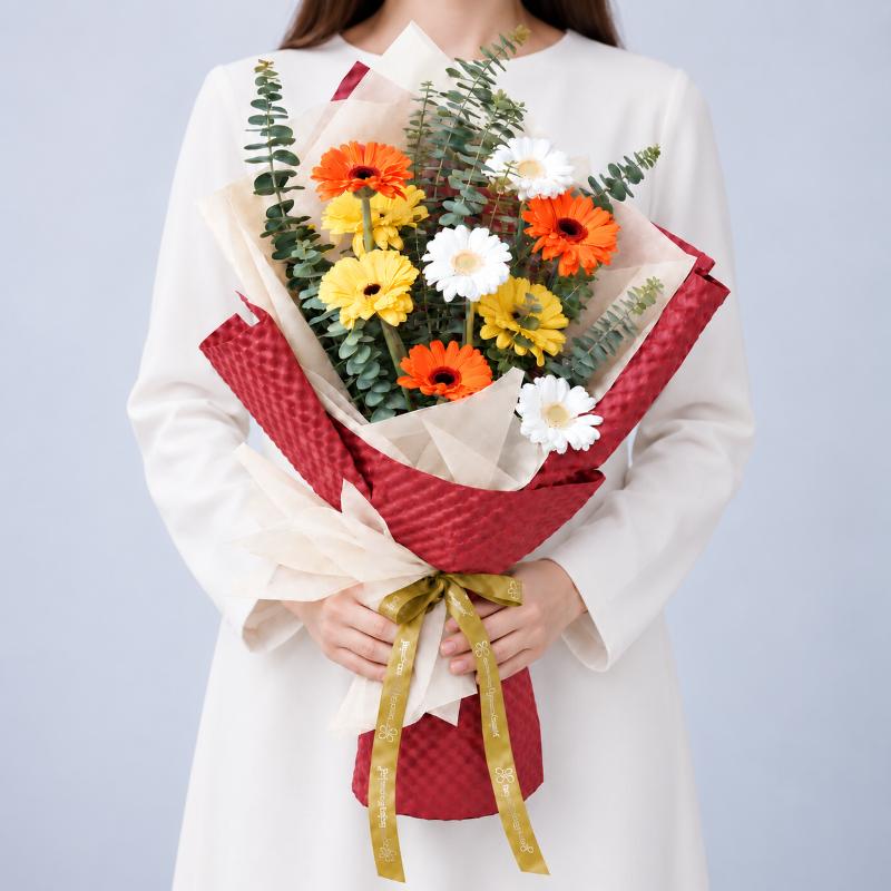 Glow 9 Gerberas Bouquet - Flowers gift from Buy Any Flowers Dubai in Al Quoz Industrial Area 4, Dubai, UAE - image 3