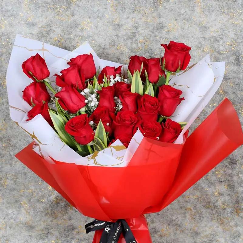 Deep Emotions 21 Red Roses Bouquet thumbnail 2