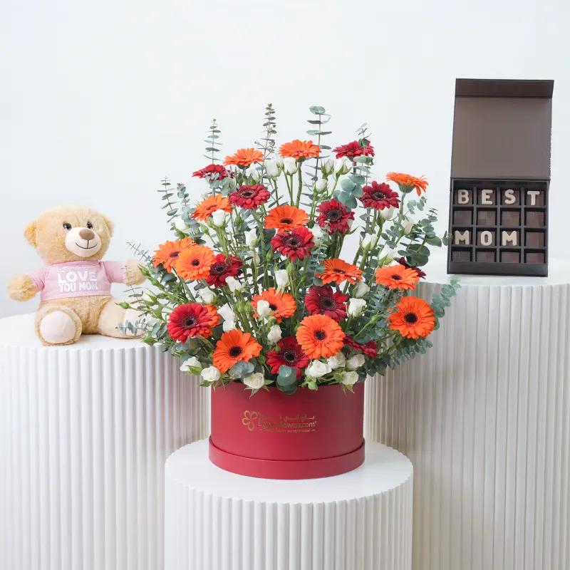 Sunset Gerbera Flower Box Trio - Flowers gift from Buy Any Flowers Dubai in Al Quoz Industrial Area 4, Dubai, UAE
