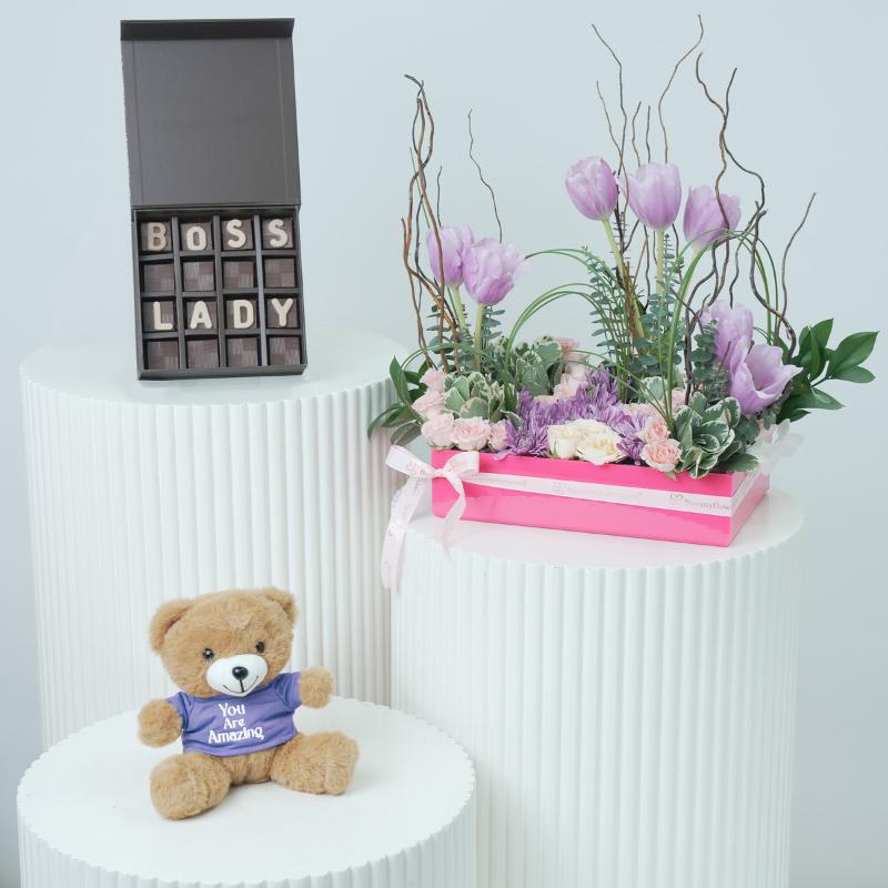 Lilac Charm Flower Arrangement Trio - Gift Sets gift from Buy Any Flowers Dubai in Al Quoz Industrial Area 4, Dubai, UAE