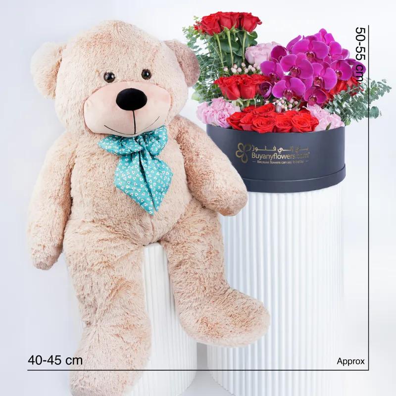 Grand Embrace Floral Box and Teddy 150cm - Gift Sets gift from Buy Any Flowers Dubai in Al Quoz Industrial Area 4, Dubai, UAE - image 3