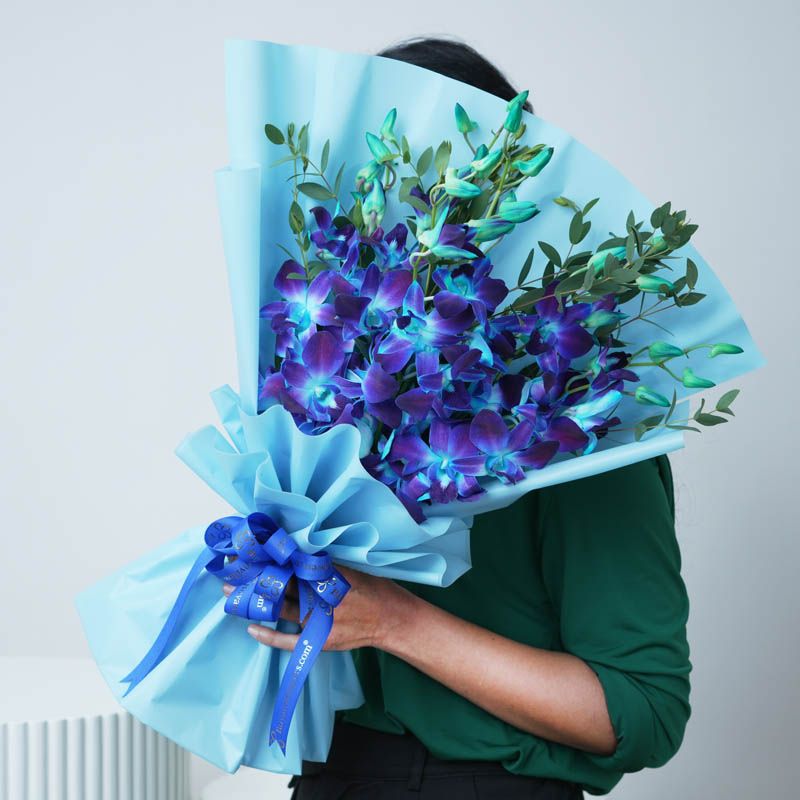 Royal Blue Orchids Bouquet thumbnail 2