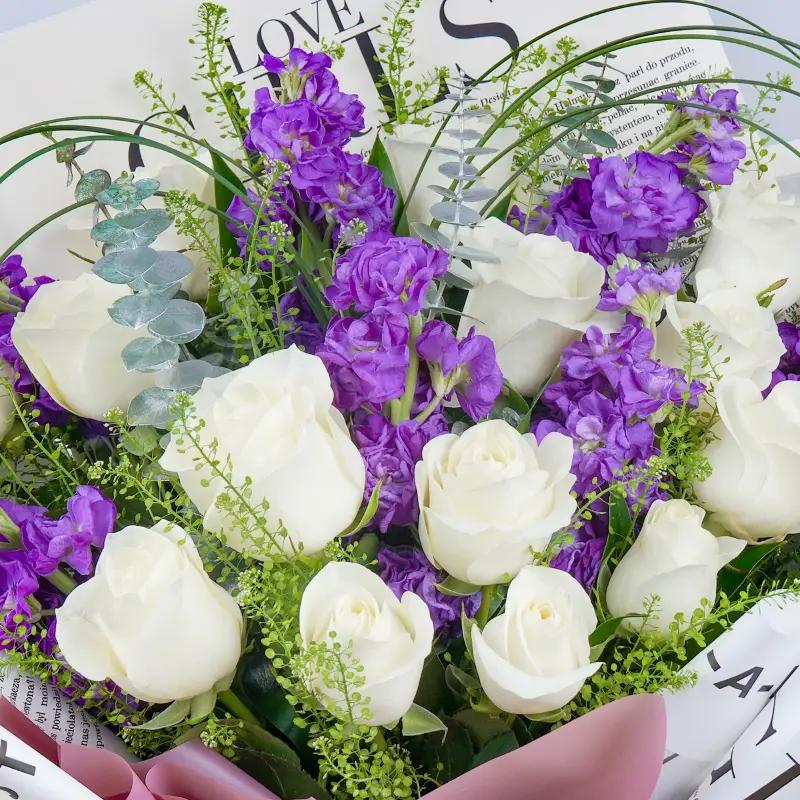 Ivory Violet Bouquet - Flowers gift from Buy Any Flowers Dubai in Al Quoz Industrial Area 4, Dubai, UAE - image 2
