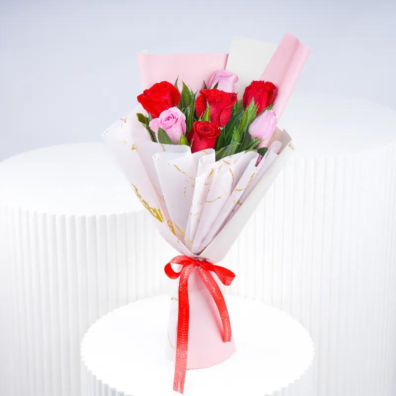 Cutie Pie 7 Roses Bouquet with Teddy - Gift Sets gift from Buy Any Flowers Dubai in Al Quoz Industrial Area 4, Dubai, UAE - image 2