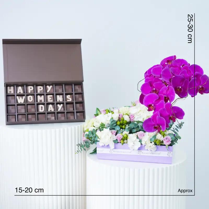 Pastel Flower in Purple Tray With Chocolate - Gift Sets gift from Buy Any Flowers Dubai in Al Quoz Industrial Area 4, Dubai, UAE - image 3